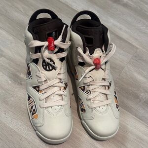 Jordan Kids Cream and Black Sneakers with Red Accents
